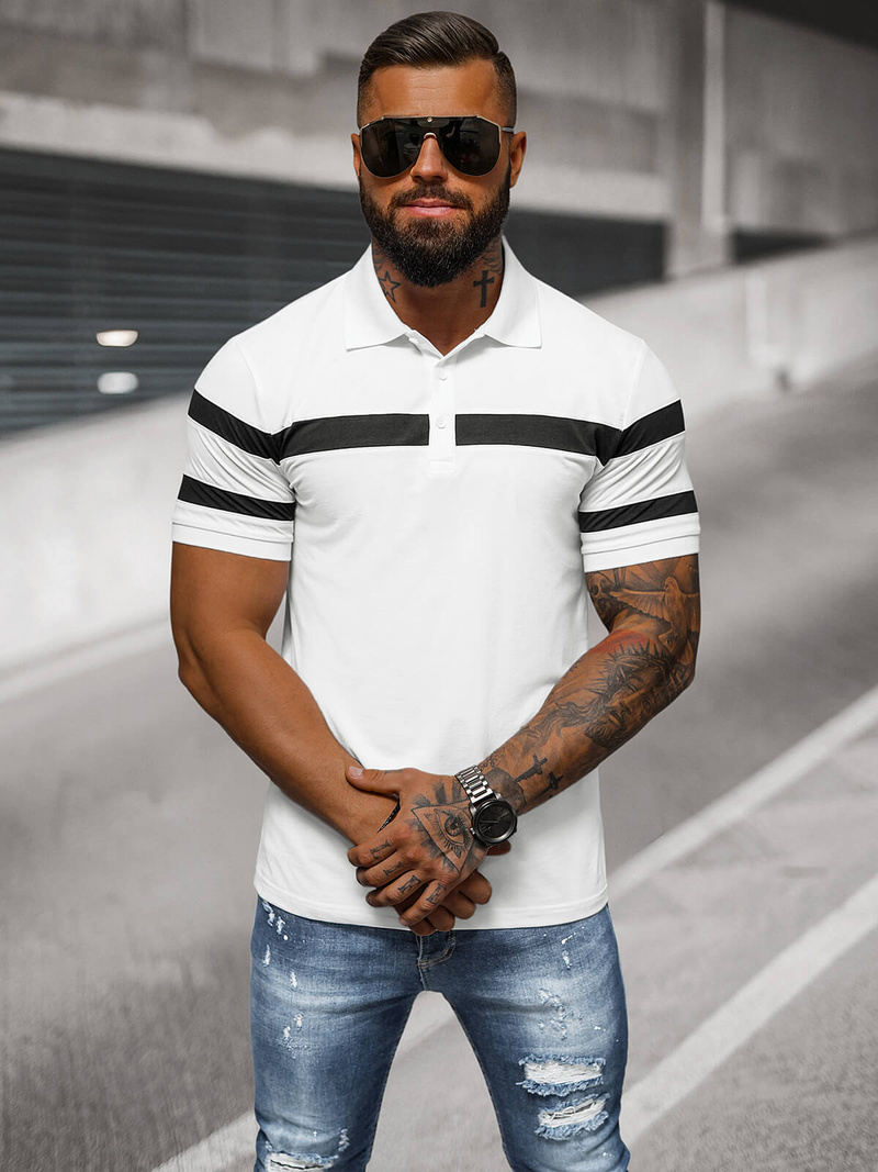 Balta vyriški polo marškinėliai OZONEE NB/MT3108