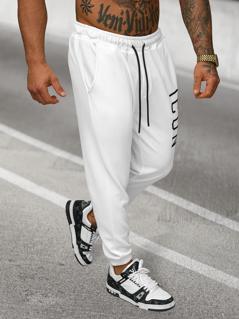 Baltos vyriškos sportinės kelnės OZONEE O/D9125Z