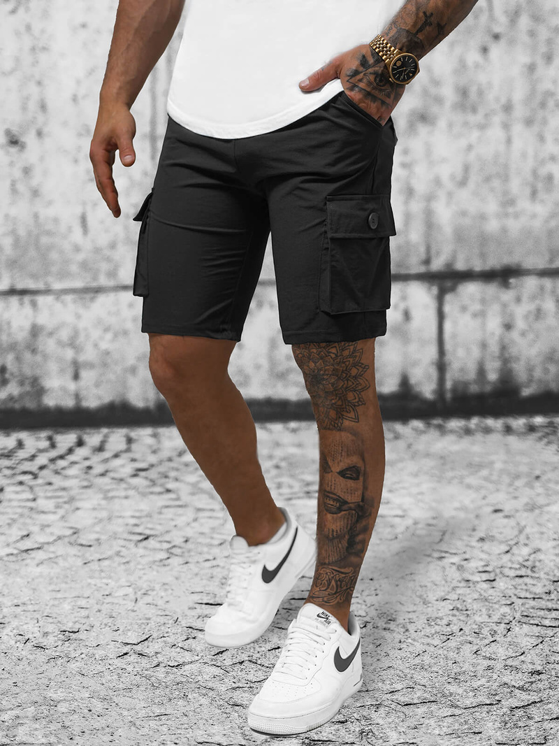 Juodi vyriški chino šortai OZONEE T/DC469Z