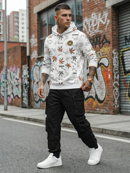 Baltas vyriškas džemperis su gobtuvu OZONEE O/B266Z