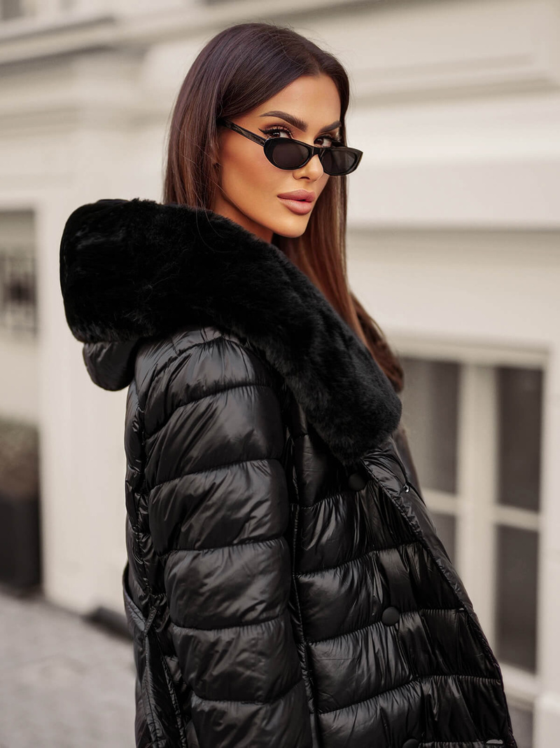 Juodi moteriška paltas OZONEE JS/5M3160/392Z