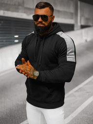 Juoda vyriškas džemperis su gobtuvu OZONEE JS/8B1311/3