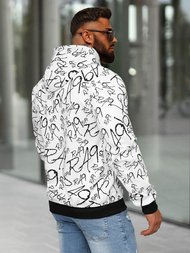 Baltas vyriškas džemperis su gobtuvu OZONEE JS/8B1253/1