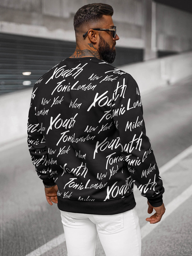 Juodas vyriškas džemperis OZONEE JS/8B1189/3