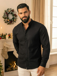 Juodi vyriški marškiniai OZONEE O/V121Z