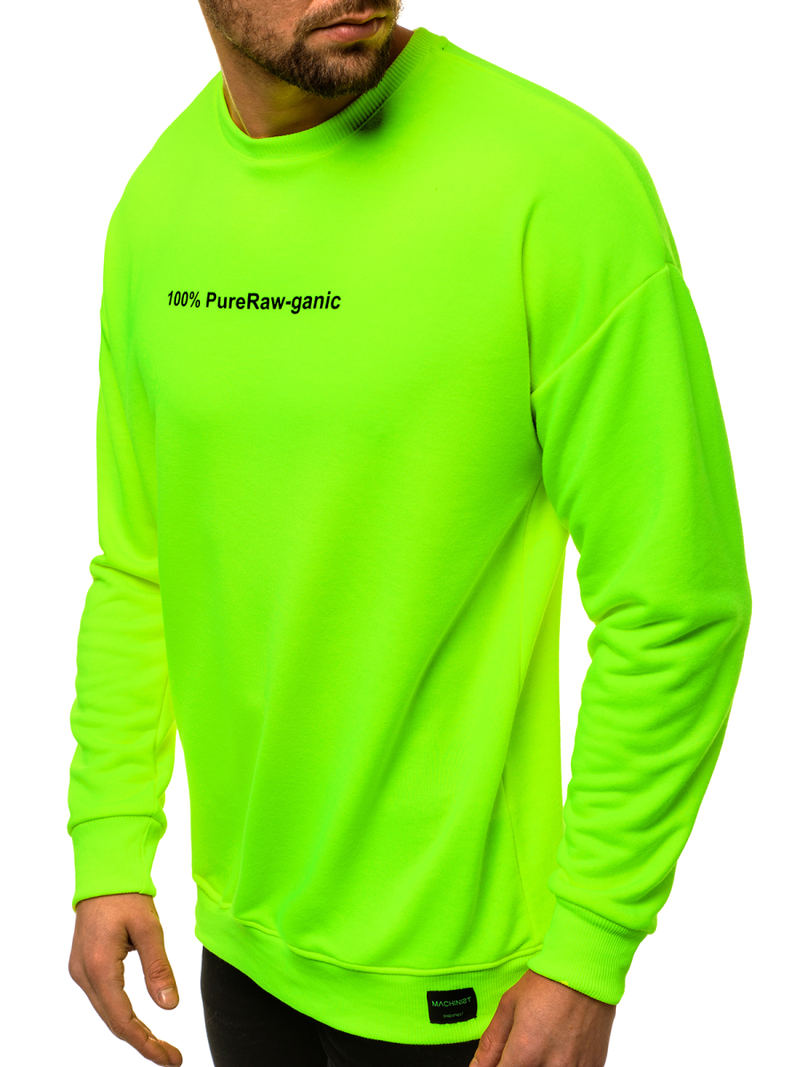 Žaliai-Neoninis vyriškas džemperis OZONEE MACH/3149