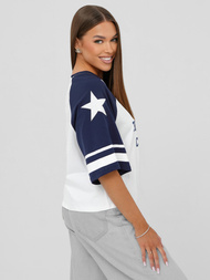 Baltai-granatinė moteriški marškinėliai OZONEE JS/R62493