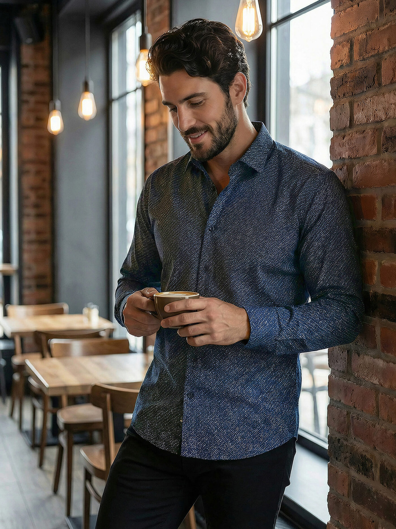 Granatinė vyriški marškiniai OZONEE V/V186Z