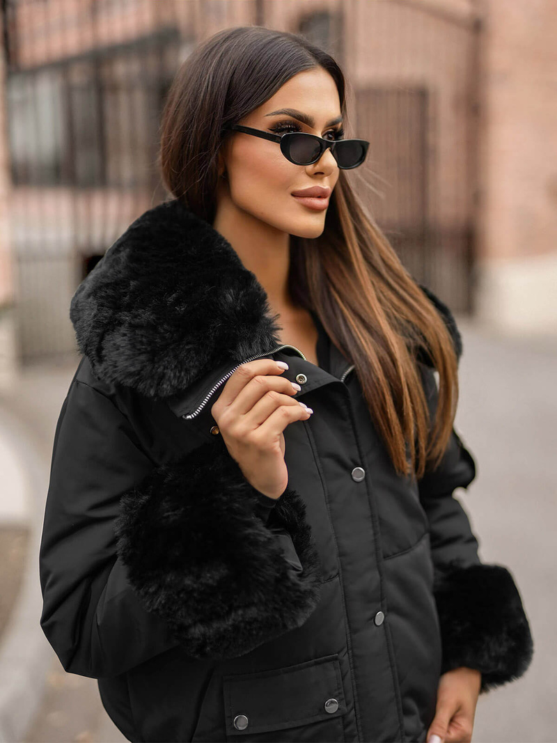 Juoda moteriška žieminė striukė OZONEE O/H833