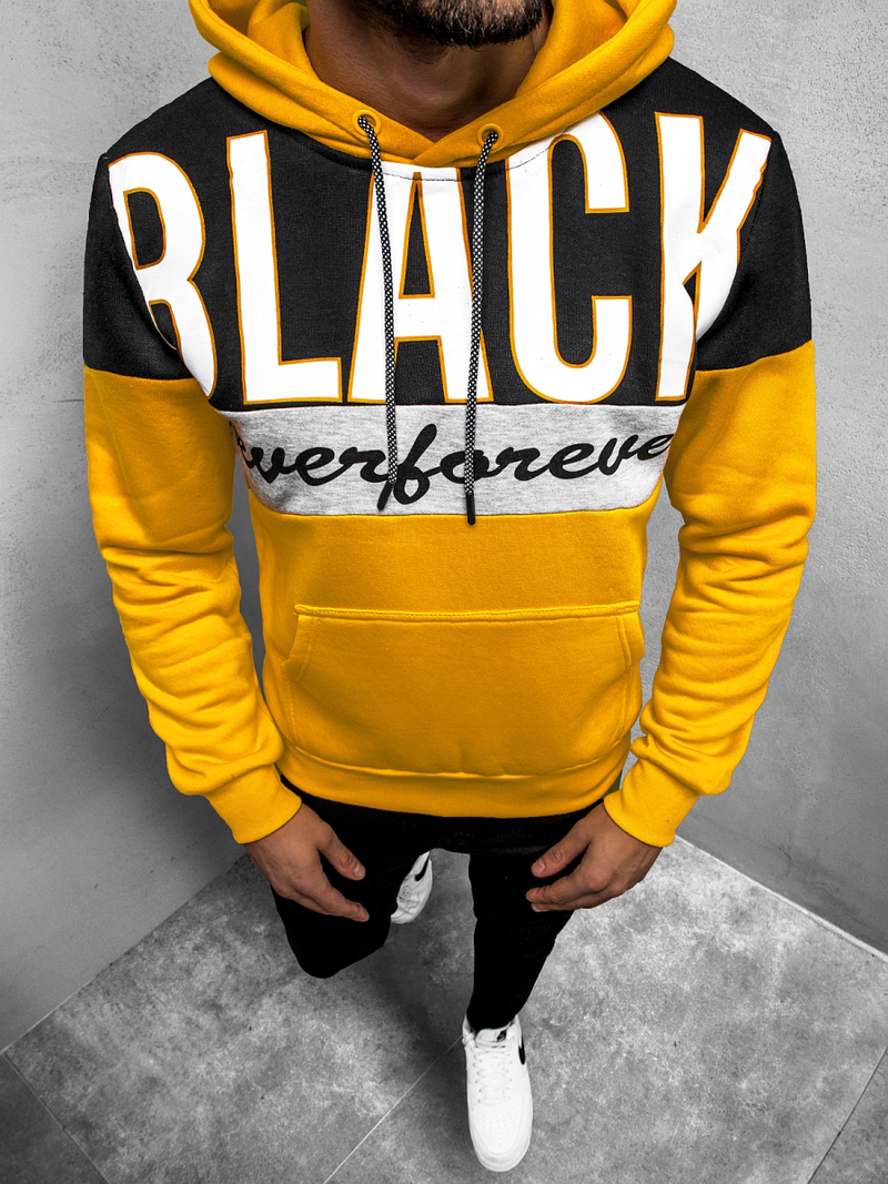 Geltonas džemperis su gobtuvu OZONEE JS/KS2120Z