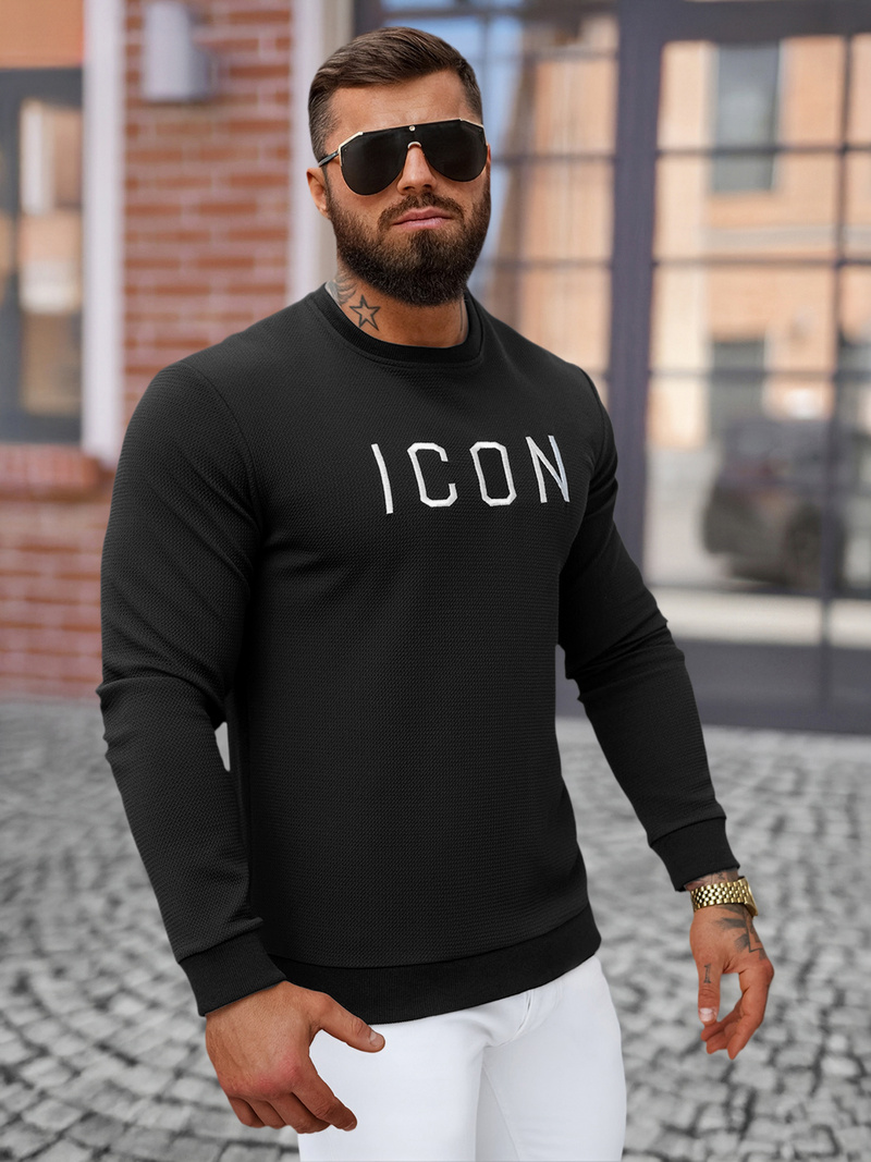 Juodas vyriškas džemperis OZONEE O/D7394Z