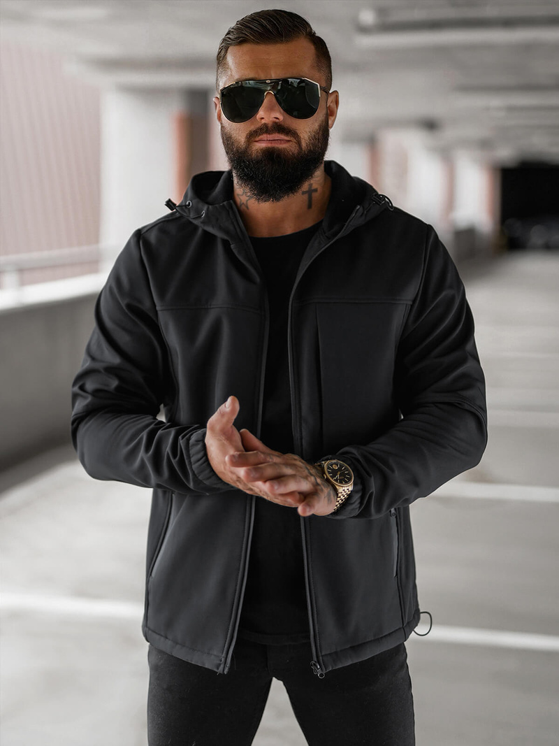 Juodi vyriška softshelte striukė OZONEE JS/27B6523/3Z