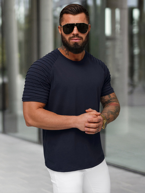 Tamsiai mėlyni vyriški marškinėliai OZONEE JS/8T88/25Z