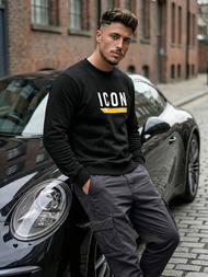 Juodas vyriškas džemperis OZONEE JS/8B1753/3