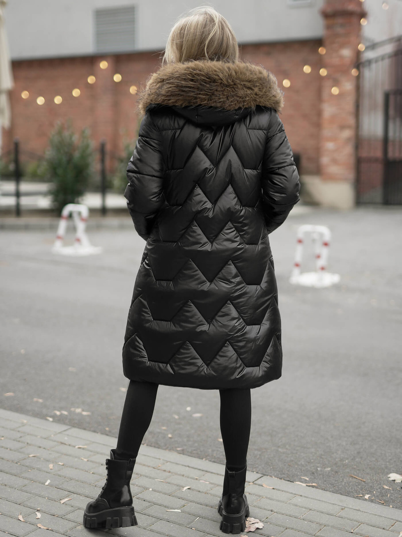 Juoda moteriška žieminė striukė OZONEE O/5M3229/392Z