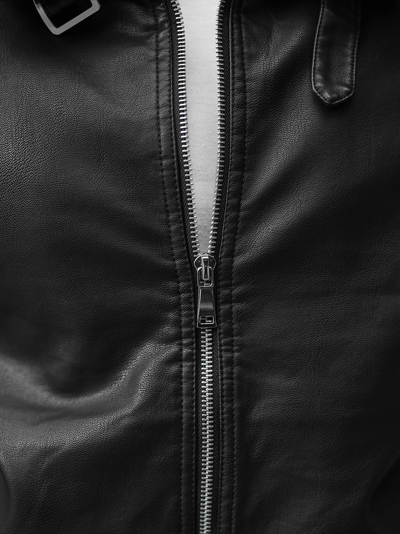 Juoda vyriška odinė striukė OZONEE JB/JP1178Z