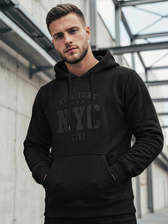 Juoda vyriškas džemperis su gobtuvu OZONEE JS/8B1971/3