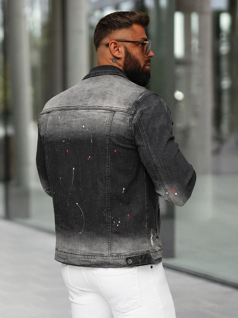 Juoda vyriška džinso striukė OZONEE NB/MJ542N