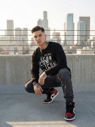 Juodas vyriškas džemperis OZONEE JS/8B1763/3Z