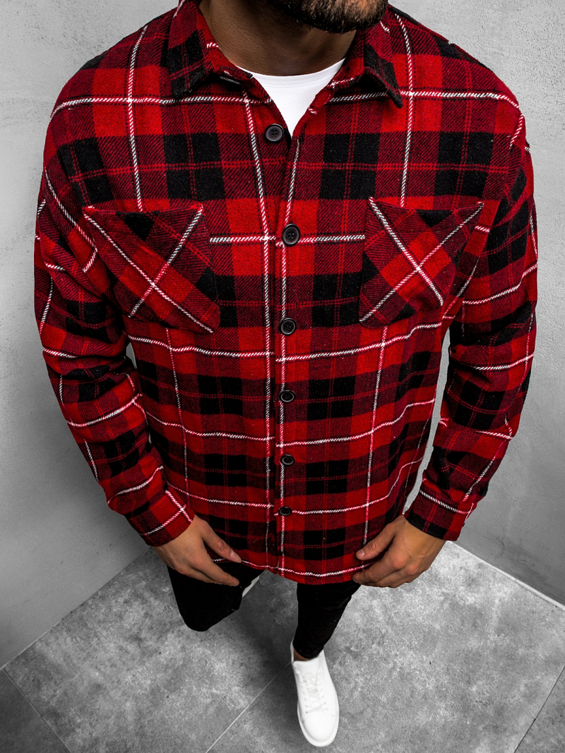 Raudonai vyriški marškiniai striukė OZONEE O/DR2020