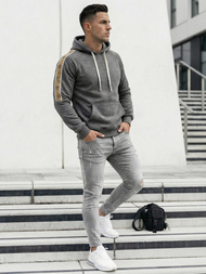 Grafitinis vyriškas džemperis su gobtuvu OZONEE JS/8B1730/5Z