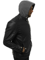 Juoda vyriška odinė striukė OZONEE JB/JP1172Z