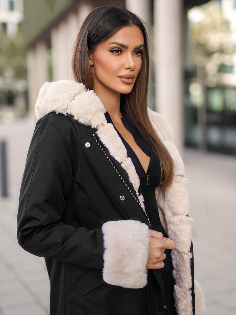 Juoda moteriška žieminė striukė OZONEE JS/M763/392Z