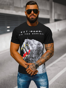 Juodi vyriški marškinėliai OZONEE O/T127/3Z