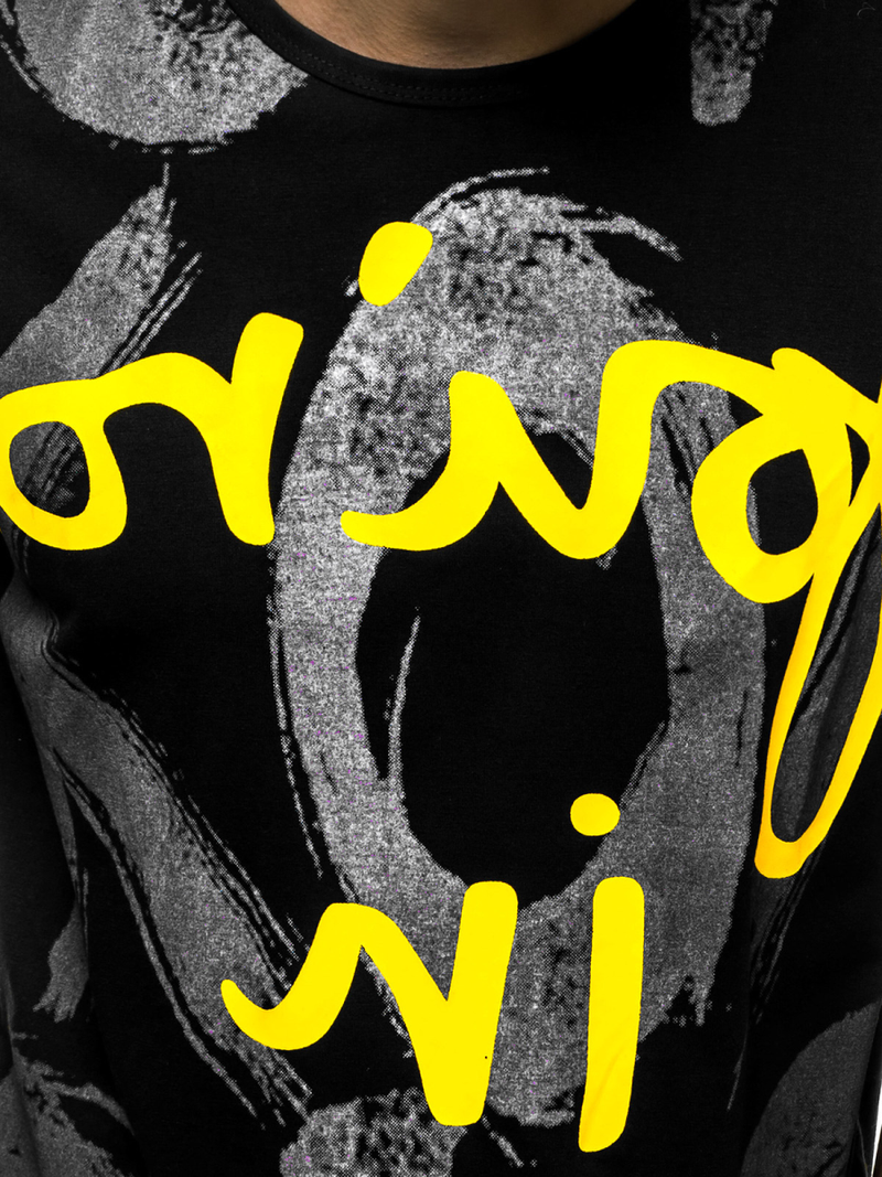 Juodi vyriški marškinėliai OZONEE JS/KS1985Z