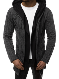 Grafitinis vyriškas džemperis su gobtuvu OZONEE MACH/2138