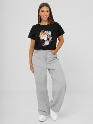 Juodi moteriški marškinėliai OZONEE JS/95T2575/3