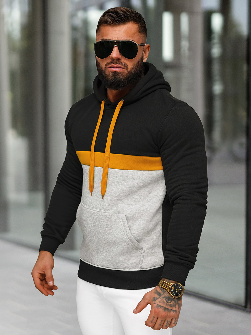 Juoda vyriškas džemperis su gobtuvu OZONEE JS/8B1319/3