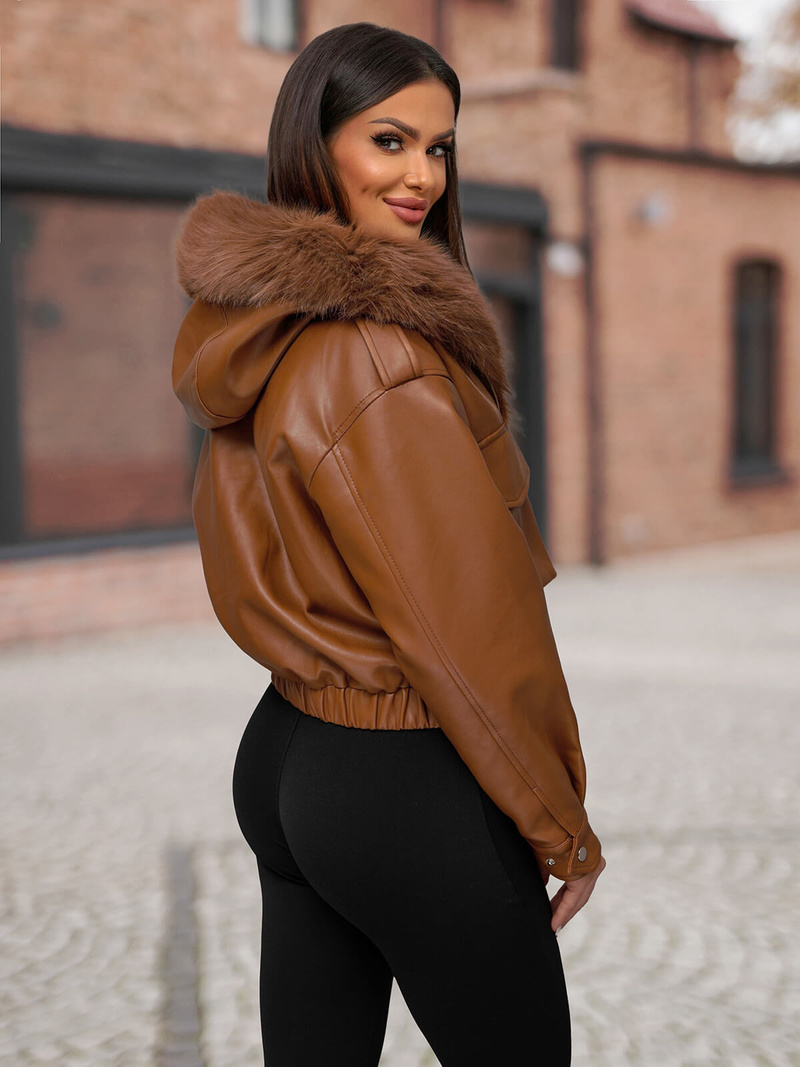 Ruda Moteriška Odinė Striukė OZONEE O/G125