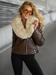 Šokoladas moteriška odinė striukė OZONEE JS/61M8508/158