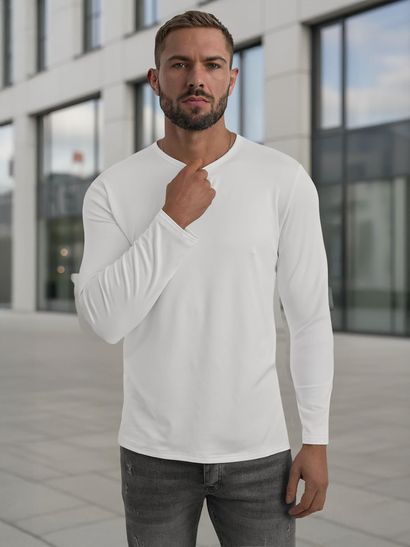 Balti vyriški marškinėliai ilgomis rankovėmis OZONEE JS/DB71/2