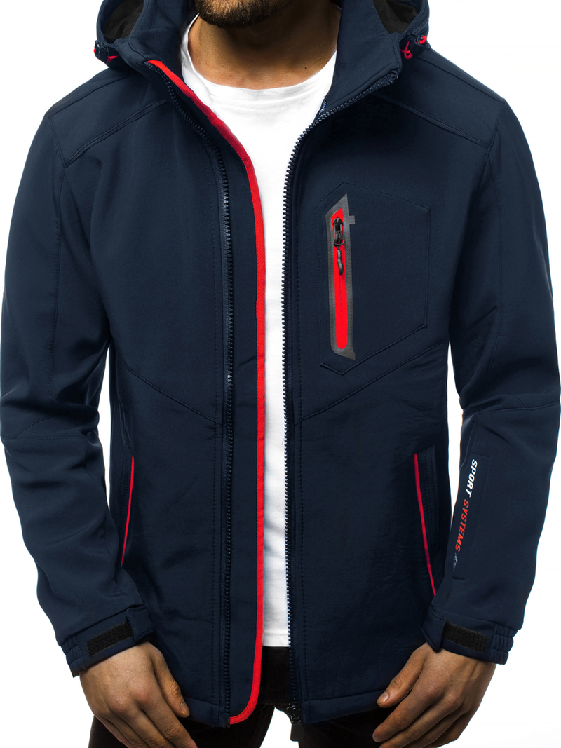 Tamsiai mėlyna-Raudona vyriška softshelte striukė OZONEE GE/12259