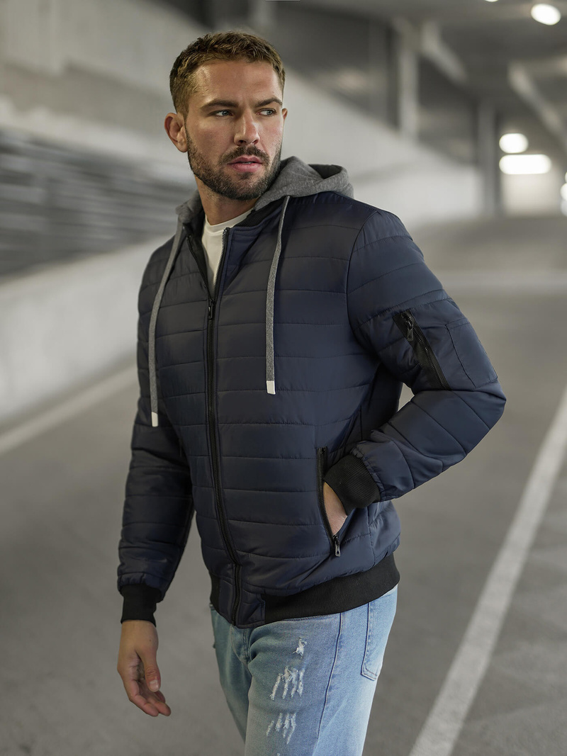 Tamsiai mėlyna vyriška striukė OZONEE JS/8M985/215Z