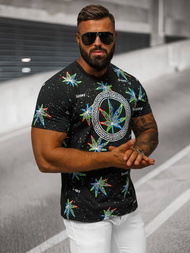 Juodi vyriški marškinėliai OZONEE O/T136/3