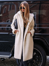 Smėlinis moteriška žieminė striukė iš kailio OZONEE JS/11Z8250