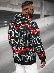 Juodas vyriškas džemperis su gobtuvu OZONEE JS/8B1233/3