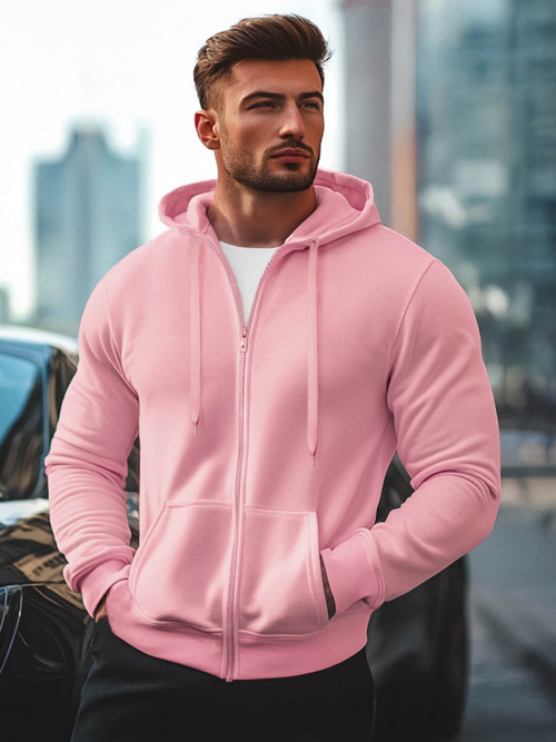 Pudrinis rožinis džemperis su gobtuvu OZONEE JS/2008Z