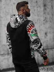 Juodas vyriškas džemperis su gobtuvu OZONEE O/B270