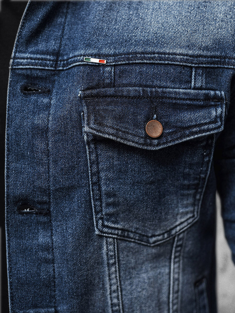 Tamsiai-mėlyna vyriška džinso striukė OZONEE NB/MJ523BS