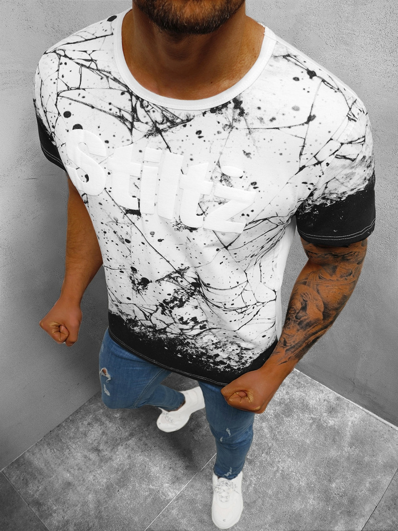 Balti vyriški marškinėliai OZONEE JS/S019/1