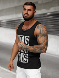 Juodi vyriški berankoviai marškinėliai OZONEE JS/8B1710/3Z