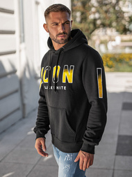 Juoda vyriškas džemperis su gobtuvu OZONEE JS/8B1739/3