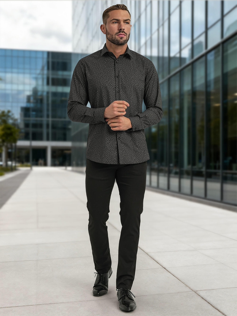 Juodi vyriški marškiniai OZONEE V/V184