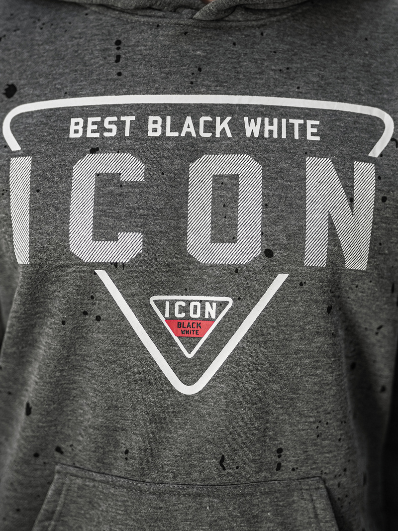 Grafitinis vyriškas džemperis su gobtuvu OZONEE JS/8B1737/5