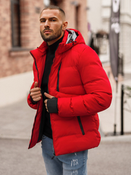 Raudona vyriška žieminė striukė OZONEE JS/5M756/270Z