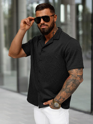 Juodas vyriški marškiniai trumpomis rankovėmis OZONEE O/B2256